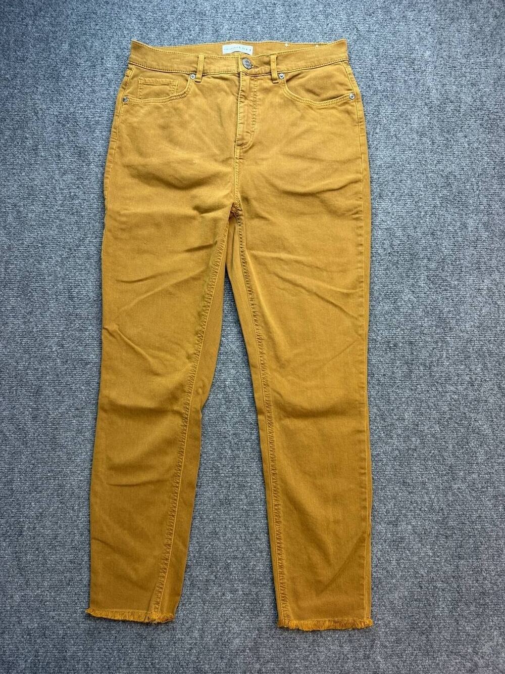 LOFT Women’s Size 29/8 Mustard High Rise Skinny Crop Jeans Raw Hem Colored Denim